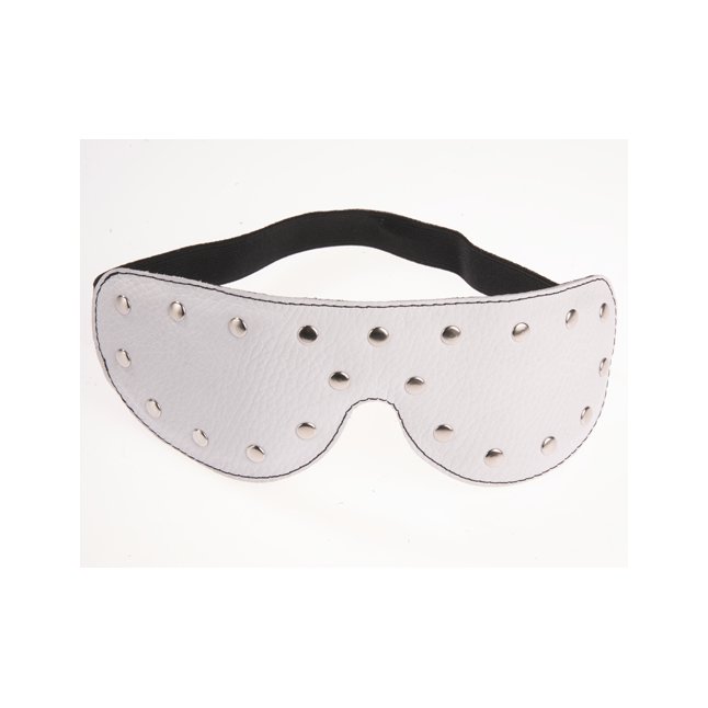 Белая кожаная маска на глаза с заклепками - BDSM accessories