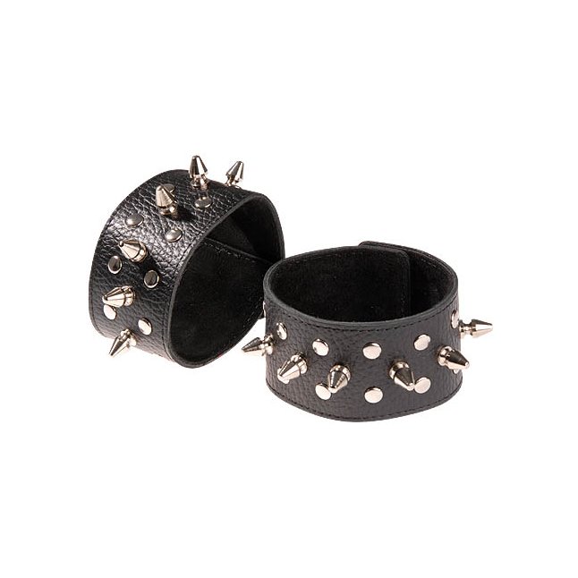 Чёрные напульсники с шипами и заклепками - BDSM accessories