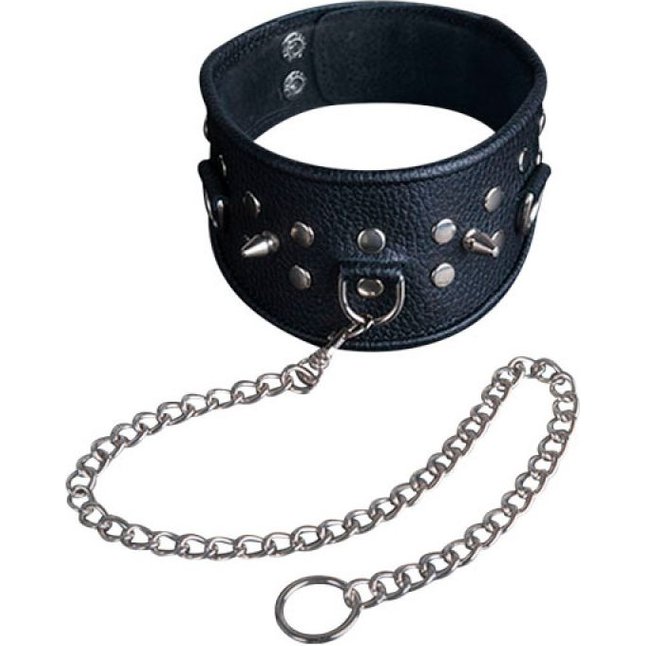 Чёрный ошейник из кожи - BDSM accessories. Фотография 3.