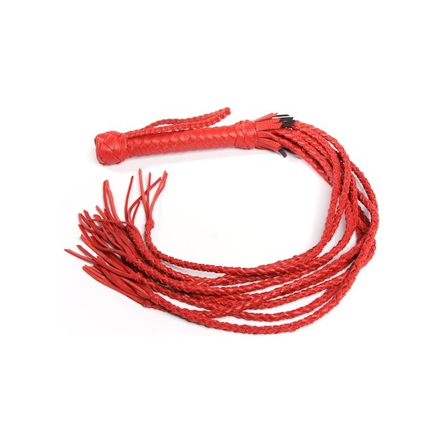 Красная кожаная плеть с 9 хвостами - BDSM accessories