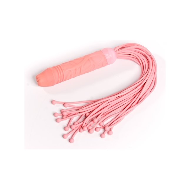 Розовая латексная плеть с ручкой-фаллосом - 55 см - BDSM accessories