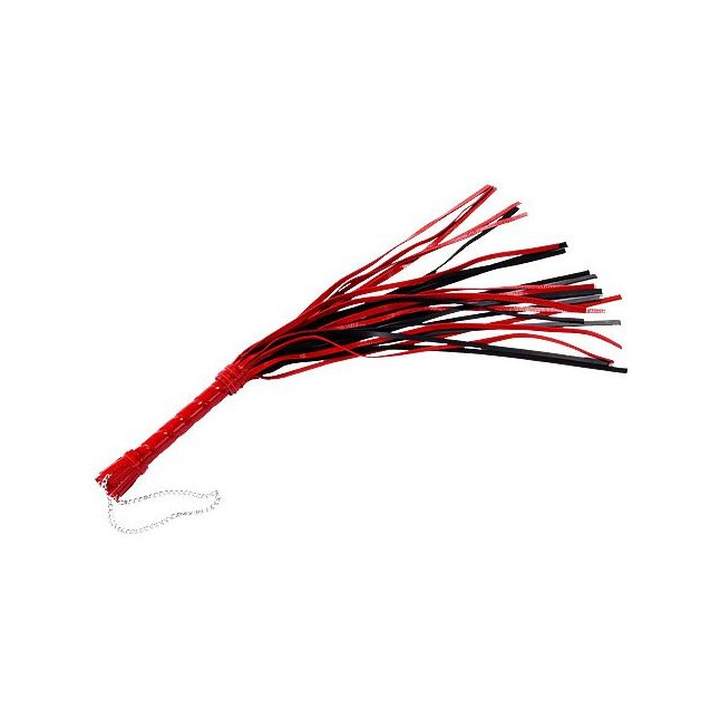 Черно-красная многохвостая плеть - 65 см - BDSM accessories