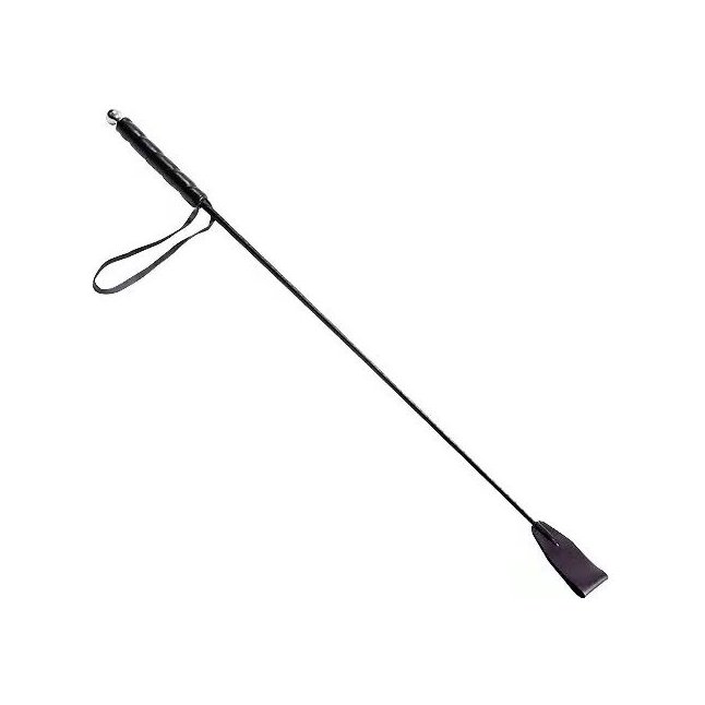 Чёрный стек с кожаной ручкой - 58 см - BDSM accessories