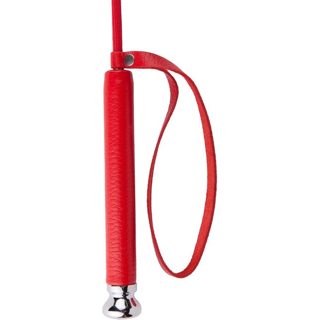 Красный стек с кожаной ручкой - 70 см - BDSM accessories. Фотография 5.