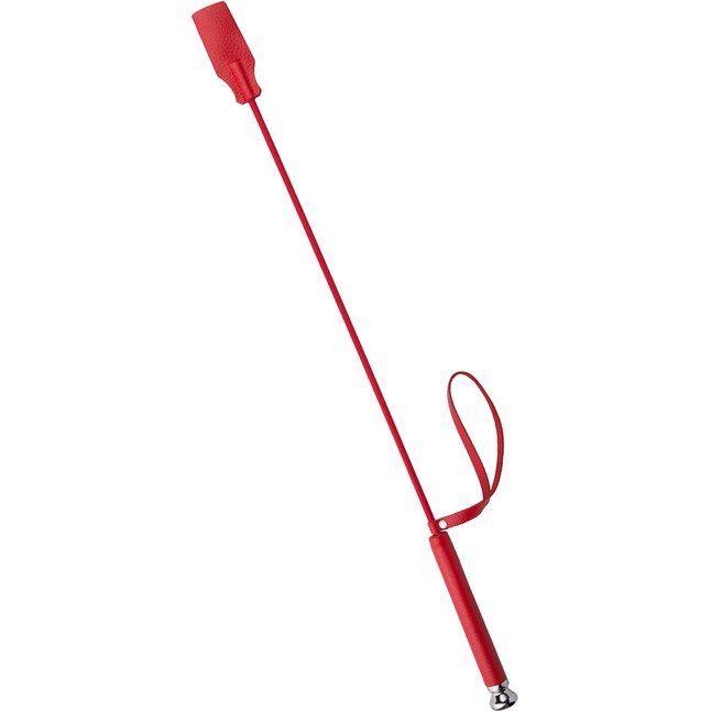 Красный стек с кожаной ручкой - 70 см - BDSM accessories