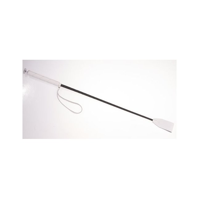 Белый стек с кожаной ручкой - 70 см - BDSM accessories