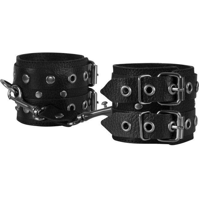 Чёрные наручники из кожи - BDSM accessories. Фотография 3.