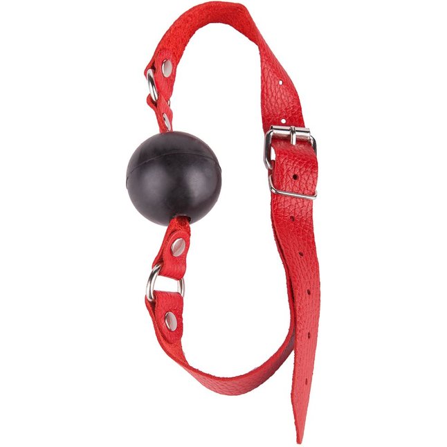 Чёрный кляп-шар с красным ремешком - BDSM accessories. Фотография 5.