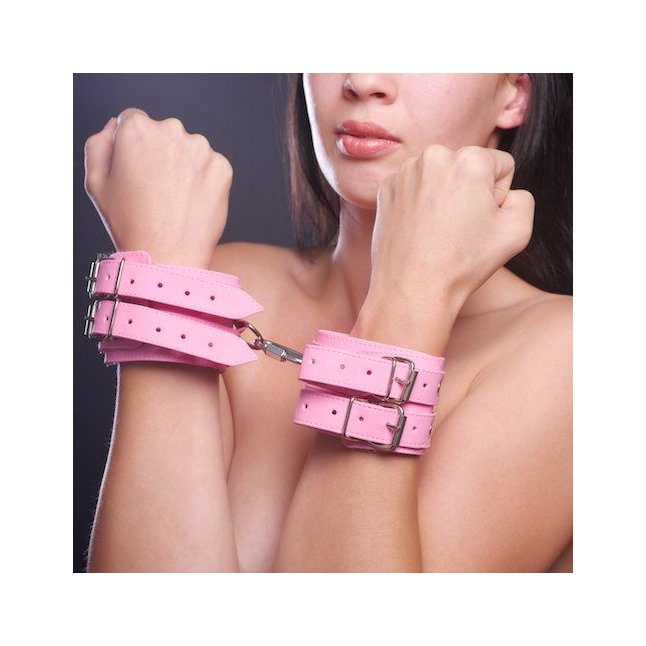 Розовые наручники с меховой подкладкой - BDSM accessories