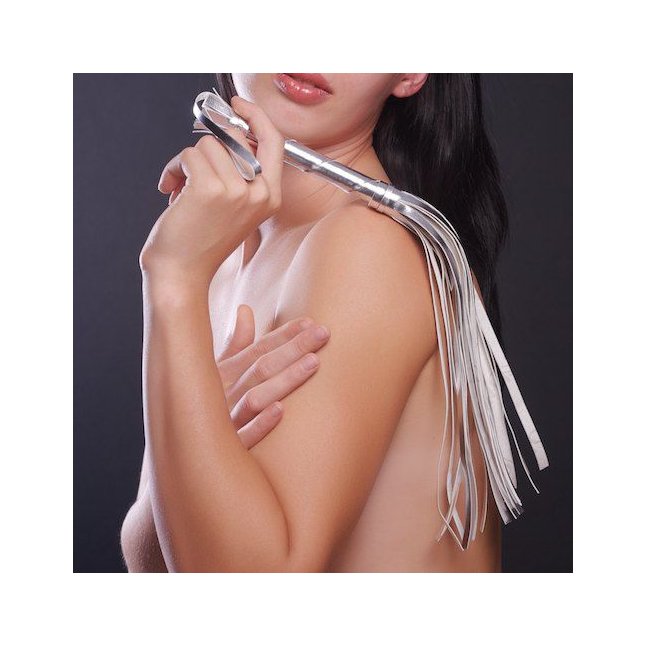 Серебристая мини-плеть Sitabella - 40 см - BDSM accessories