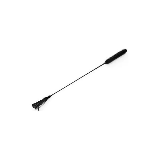 Чёрный стек с кисточками на конце и ручкой-фаллосом - 62 см - Passion Line