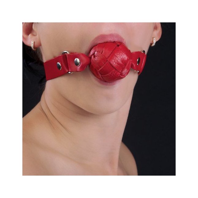 Красный кожаный кляп-шар - BDSM accessories