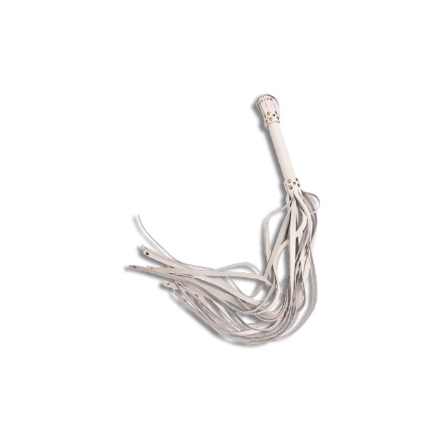 Белая кожаная плеть с хвостами-лентами - 78 см - BDSM accessories
