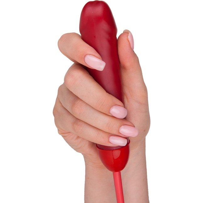 Красный стек с фаллосом вместо ручки - 62 см - BDSM accessories. Фотография 7.