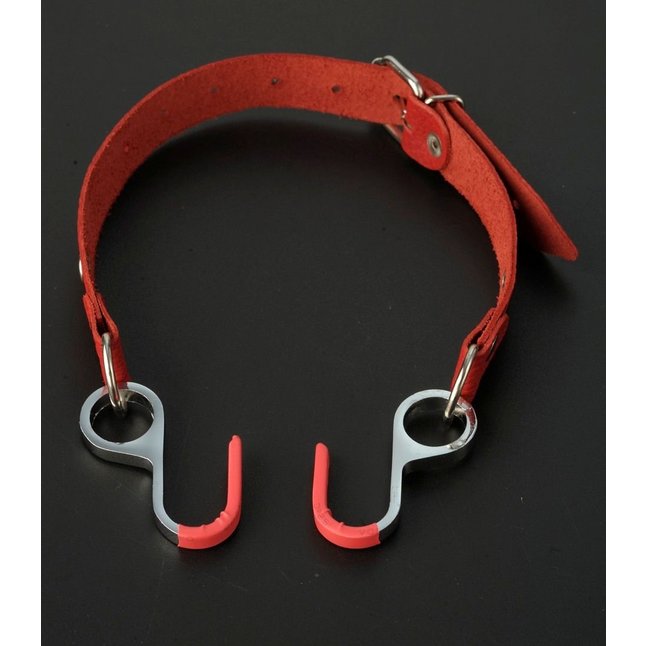 Красный кляп с крючками Вечная улыбка - BDSM accessories