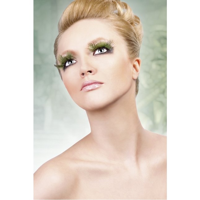 Светло-зелёные ресницы-перья - Eyelashes Collection. Фотография 2.