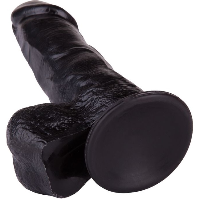 Упругий чёрный фаллоимитатор на присоске - 15,5 см. Фотография 4.