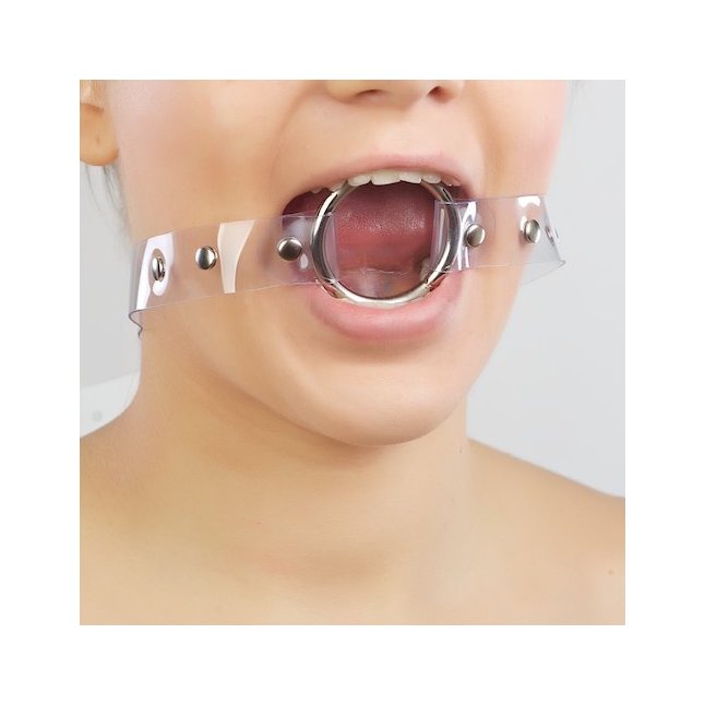 Кляп-кольцо на прозрачных ремешках - BDSM accessories