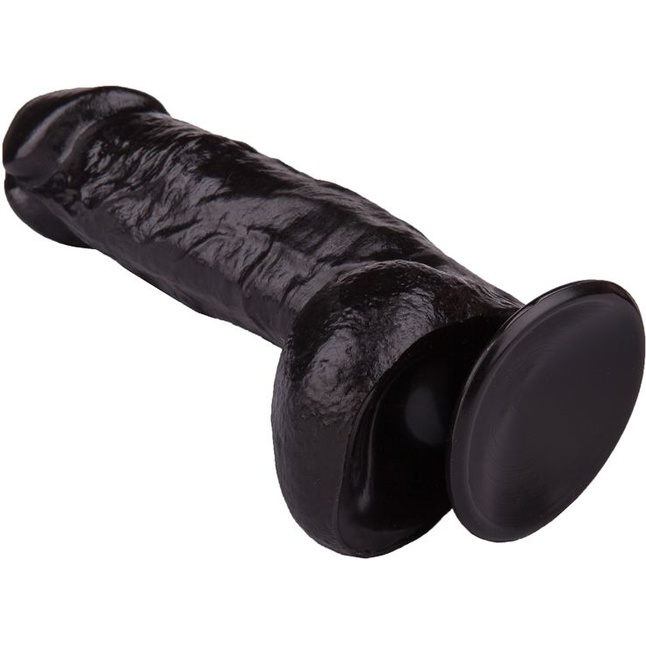 Реалистичный чёрный фаллоимитатор на присоске - 17,8 см. Фотография 5.