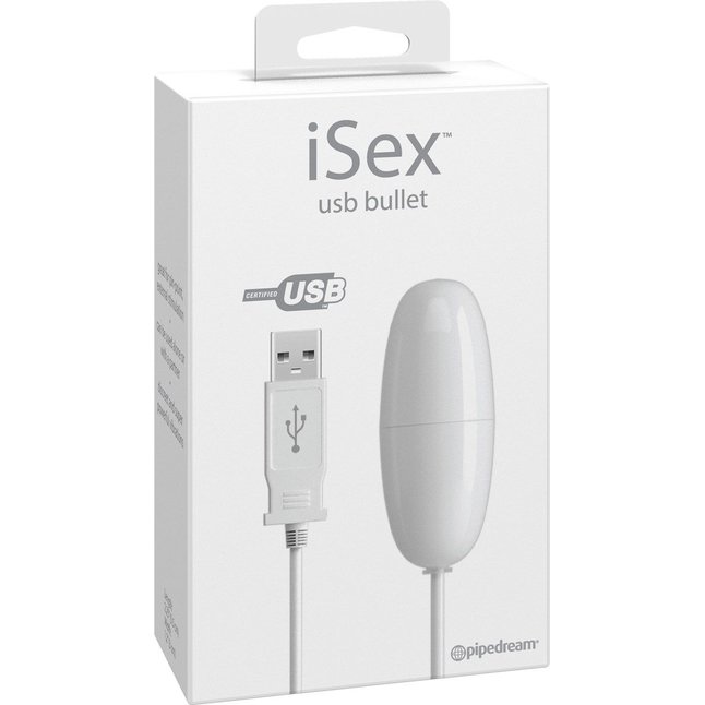 Белое виброяйцо с проводом USB - ISex