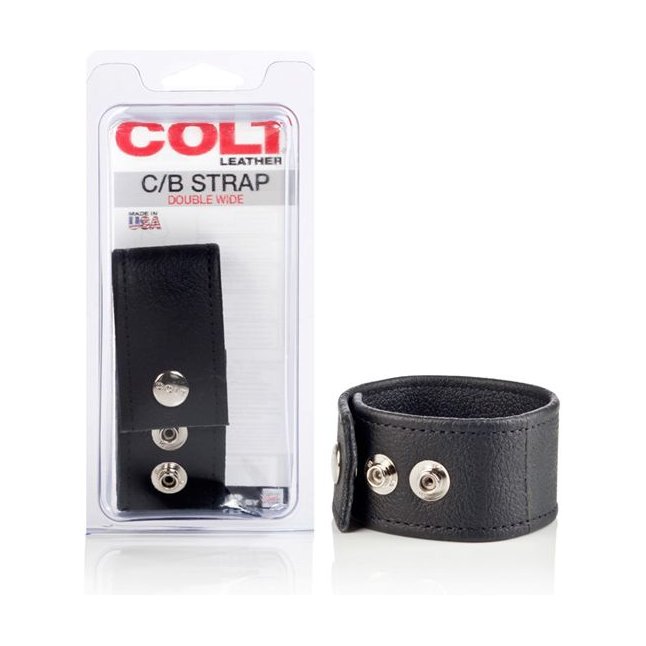 Кожаная утяжка для пениса Double Wide Leather Strap - Colt