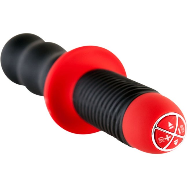 Чёрный фигурный вибратор с двойным мотором - 28 см - Black Red. Фотография 3.