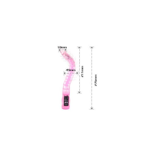 Розовый гнущийся анальный вибратор с усиками - 27,6 см. Фотография 4.