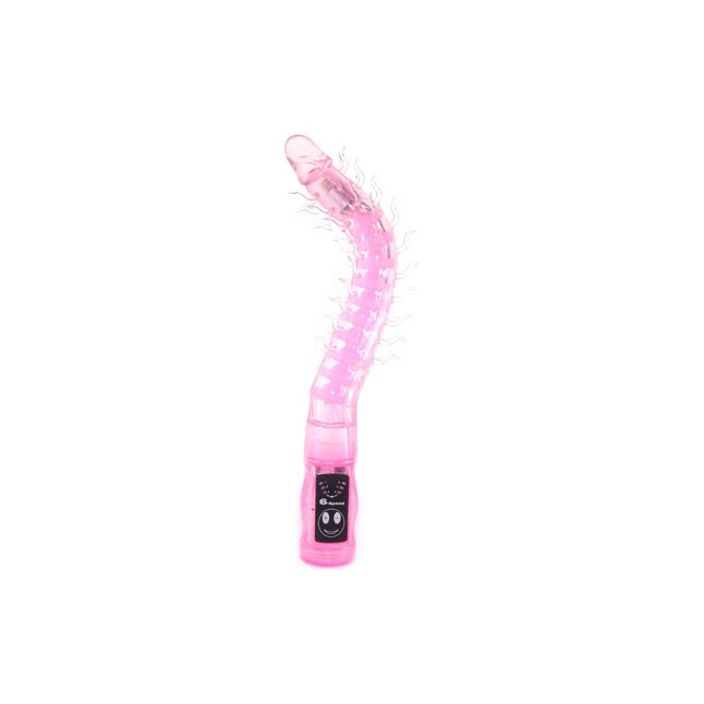 Розовый гнущийся анальный вибратор с усиками - 27,6 см