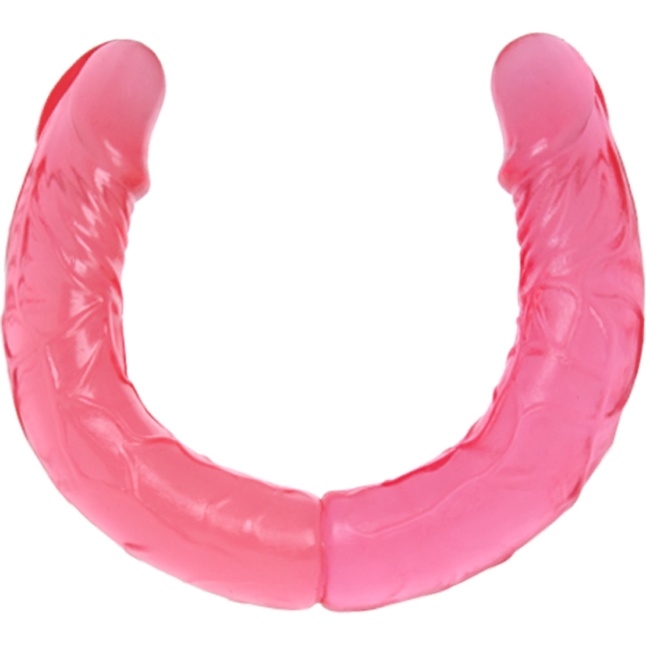 Розовый двухголовый гнущийся фаллоимитатор - 37,4 см