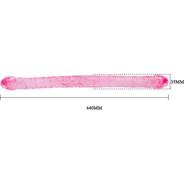 Розовый двухголовый фаллоимитатор Double Dones - 44 см. Фотография 4.