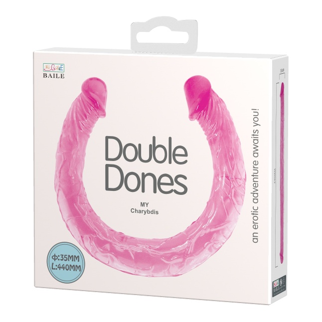 Розовый двухголовый фаллоимитатор Double Dones - 44 см. Фотография 5.