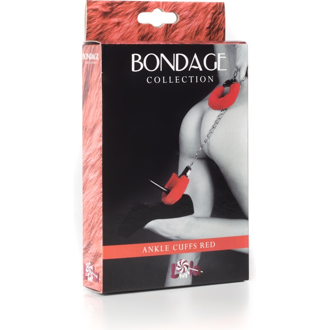 Красные меховые оковы на ноги BONDAGE - Bondage Collection. Фотография 3.