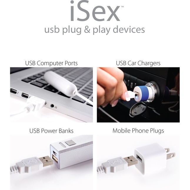 Белый вибромассажер с набором насадок USB MASSAGE KIT на проводе USB - ISex. Фотография 7.