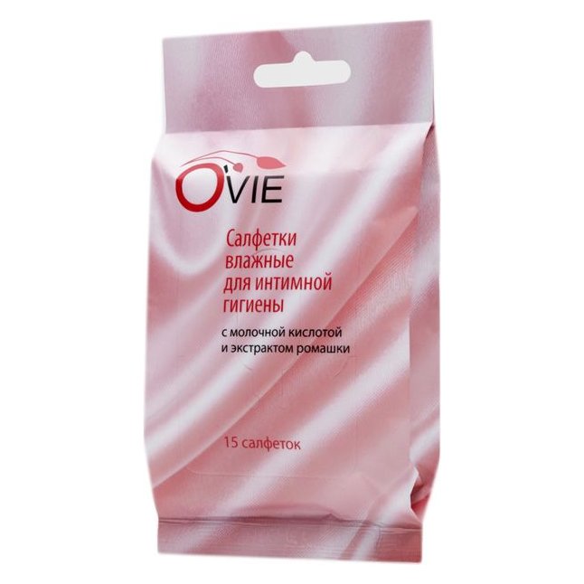 Влажные салфетки с молочной кислотой Ovie для интимной гигиены - 15 шт