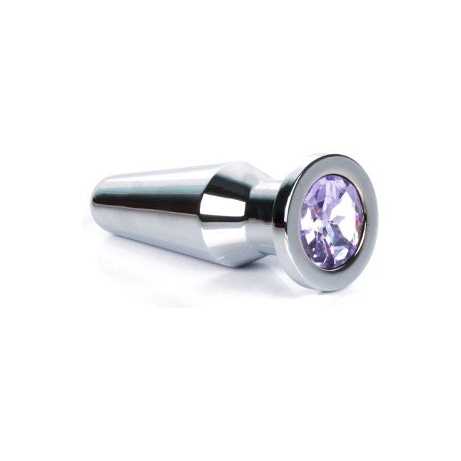 Серебристая втулка с светло-фиолетовым кристаллом - 10,2 см