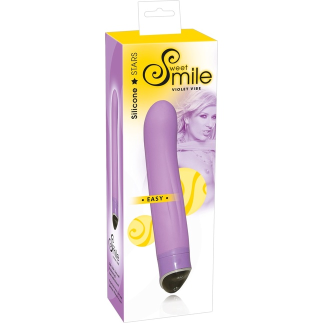 Фиолетовый вибратор Smile Easy - 22 см - Sweet Smile. Фотография 4.