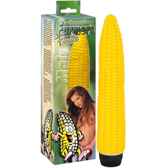 Жёлтый вибромассажер в виде кукурузы - 24 см - You2Toys