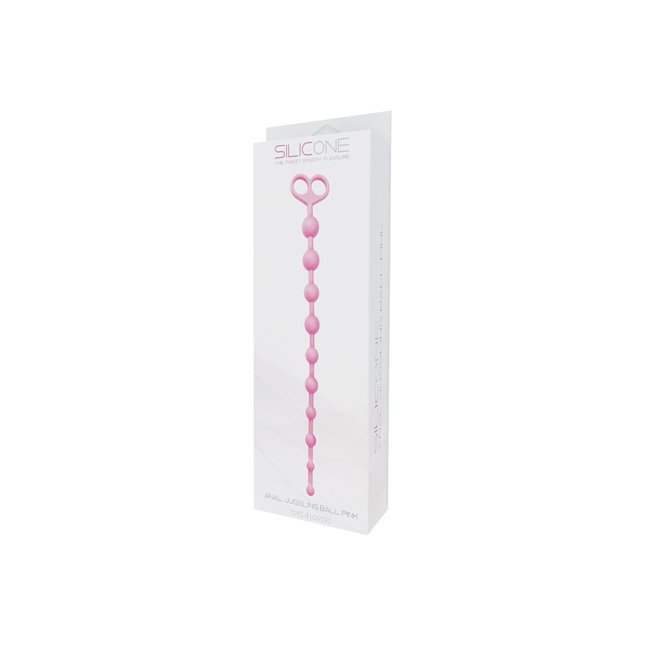 Розовая анальная цепочка из 10 звеньев ANAL JUGGLING BALL SILICONE - 33,6 см - Silicone. Фотография 2.