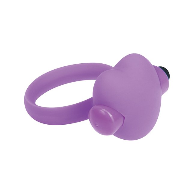 Фиолетовое эрекционное виброкольцо с сердечком HEART BEAT COCKRING SILICONE - Silicone
