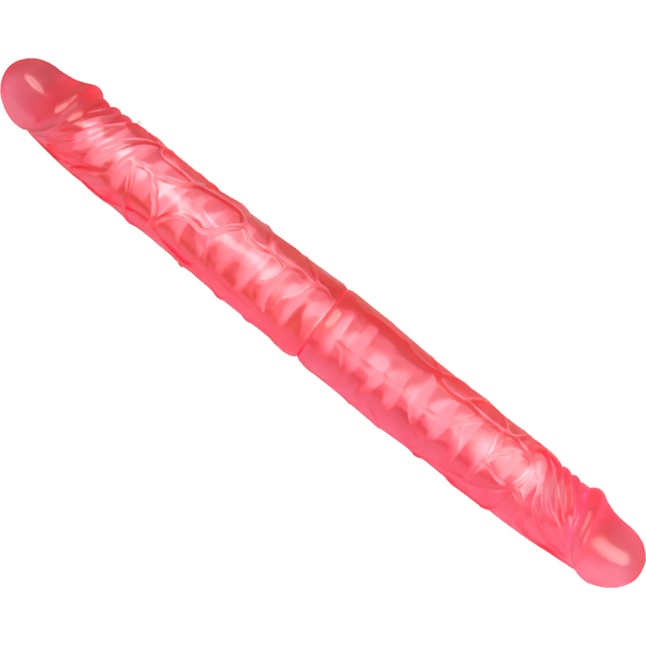 Розовый двусторонний гнущийся фаллоимитатор - 36 см. Фотография 2.