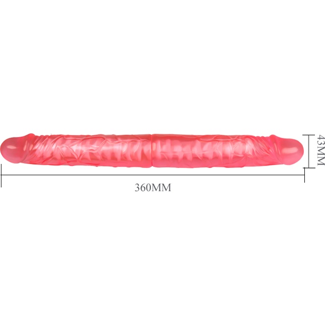 Розовый двусторонний гнущийся фаллоимитатор - 36 см. Фотография 4.