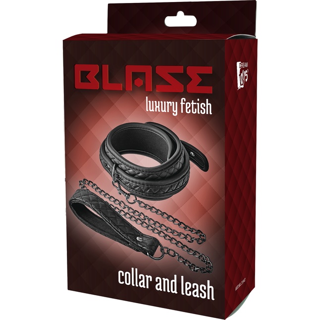 Черный ошейник с поводком COLLAR LEASH DIAMOND - Blaze. Фотография 2.