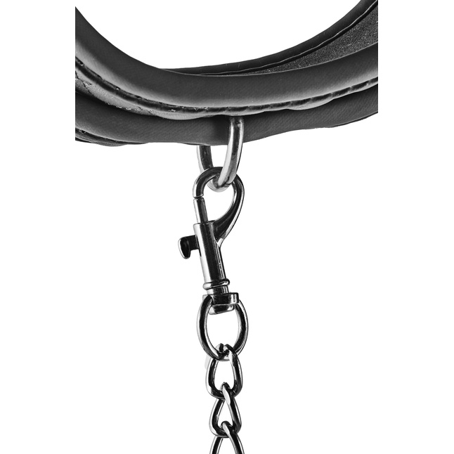Черный ошейник с поводком COLLAR LEASH DIAMOND - Blaze. Фотография 7.