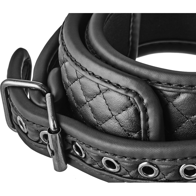 Черный ошейник с поводком COLLAR LEASH DIAMOND - Blaze. Фотография 10.