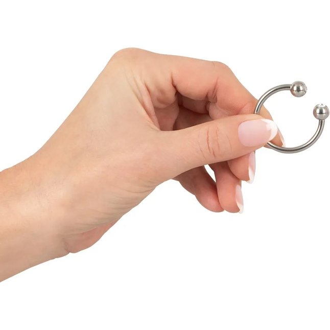 Серебристое металлическое кольцо для пениса Rebel с шариками - You2Toys. Фотография 4.