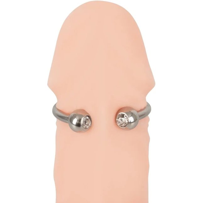 Серебристое металлическое кольцо для пениса Rebel с шариками - You2Toys. Фотография 5.