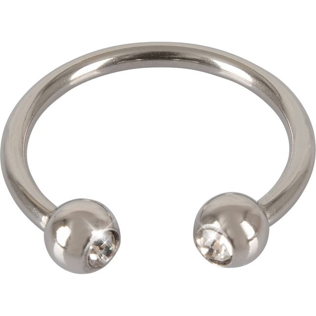 Серебристое металлическое кольцо для пениса Rebel с шариками - You2Toys