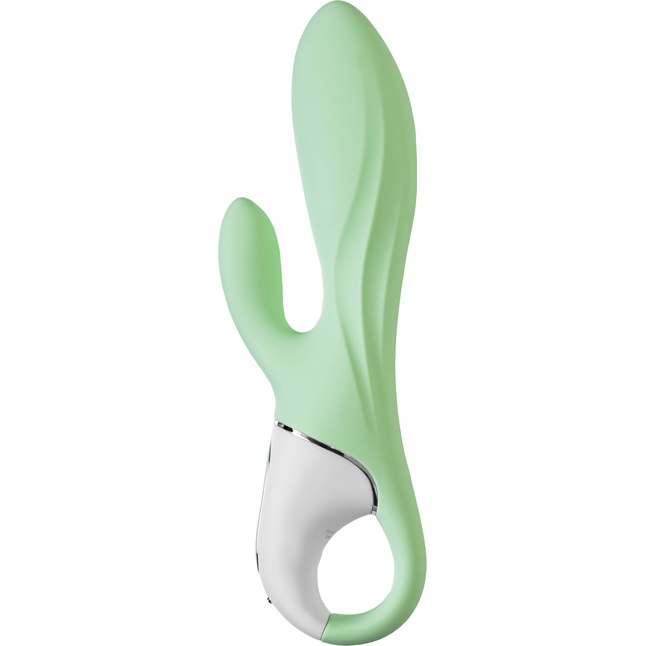Зеленый вибратор-кролик Satisfyer Air Pump Bunny 5 с функцией расширения - 20,4 см. Фотография 6.