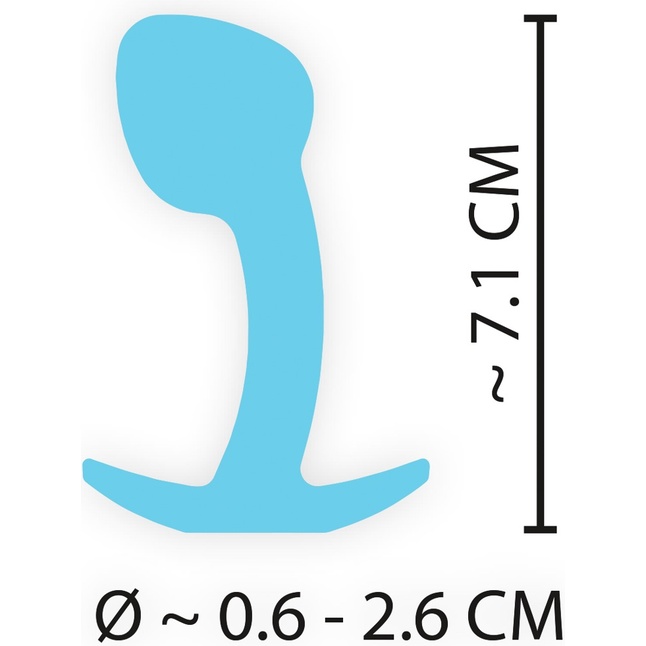 Голубая анальная втулка Mini Butt Plug - 7,1 см. Фотография 5.