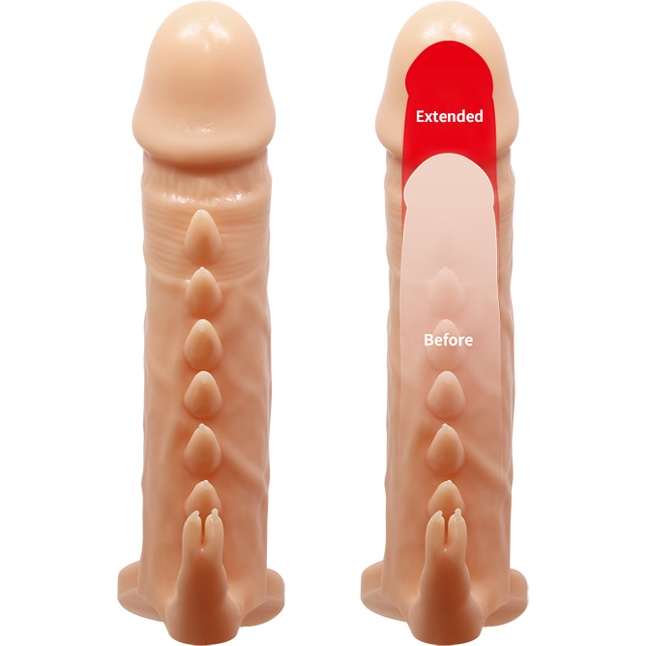 Телесная удлиняющая насадка Penis Sleeve Emmitt - 17 см - Pretty Love. Фотография 6.